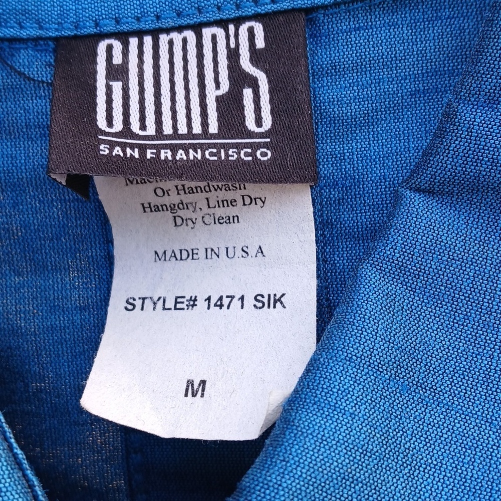 Gumps SAN FRANCISCO 50% Silk Blue Jacket Sz M - Picture 3 of 11